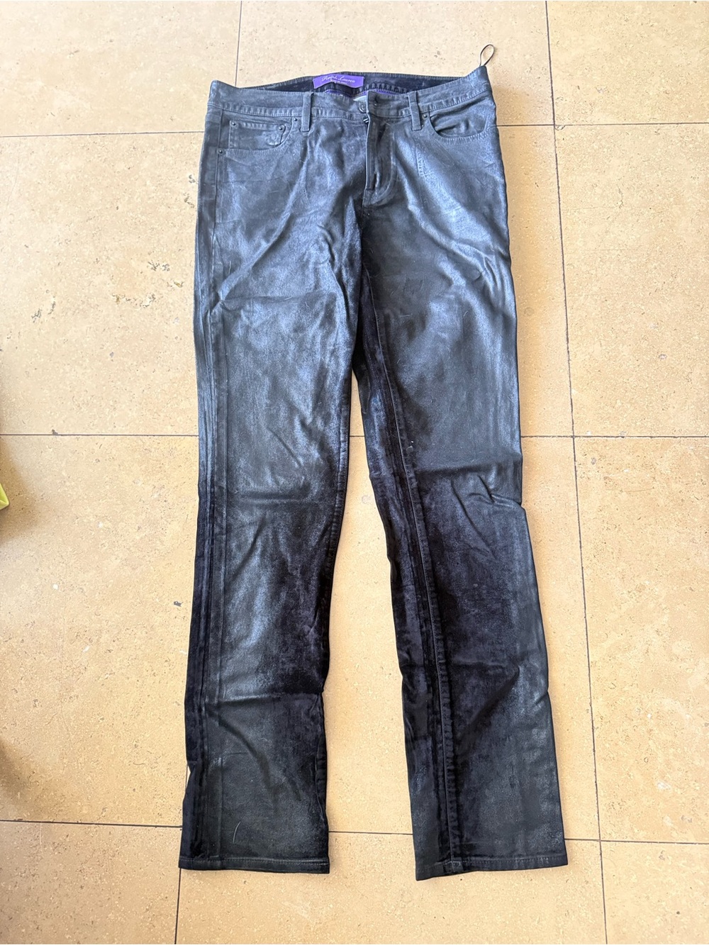 Ralph Lauren Purple Label Black Slim Leather-Look Skinny Jeans